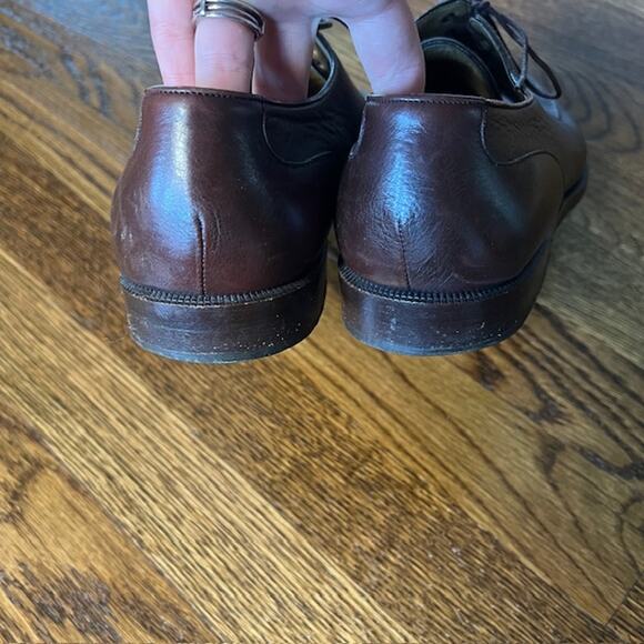 Cole Haan Italian Leather Split Toe Oxford Dress Shoe Mens 7D Brown Apron Toe - Picture 3 of 7